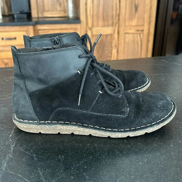 Clarks Tamitha Key Boots Black Leather Suede Lace Up Flat Side Zip Women’s 6.5 - Picture 2 of 7